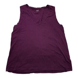 Madewell Tank Top Women Size Small Maroon Cotton Exercise Light Weight V-Neck